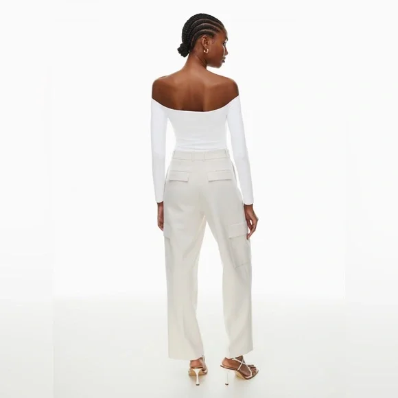 NWT New Aritzia Contour Off-shoulder Longsleeve Top White Size Small - Picture 2 of 9